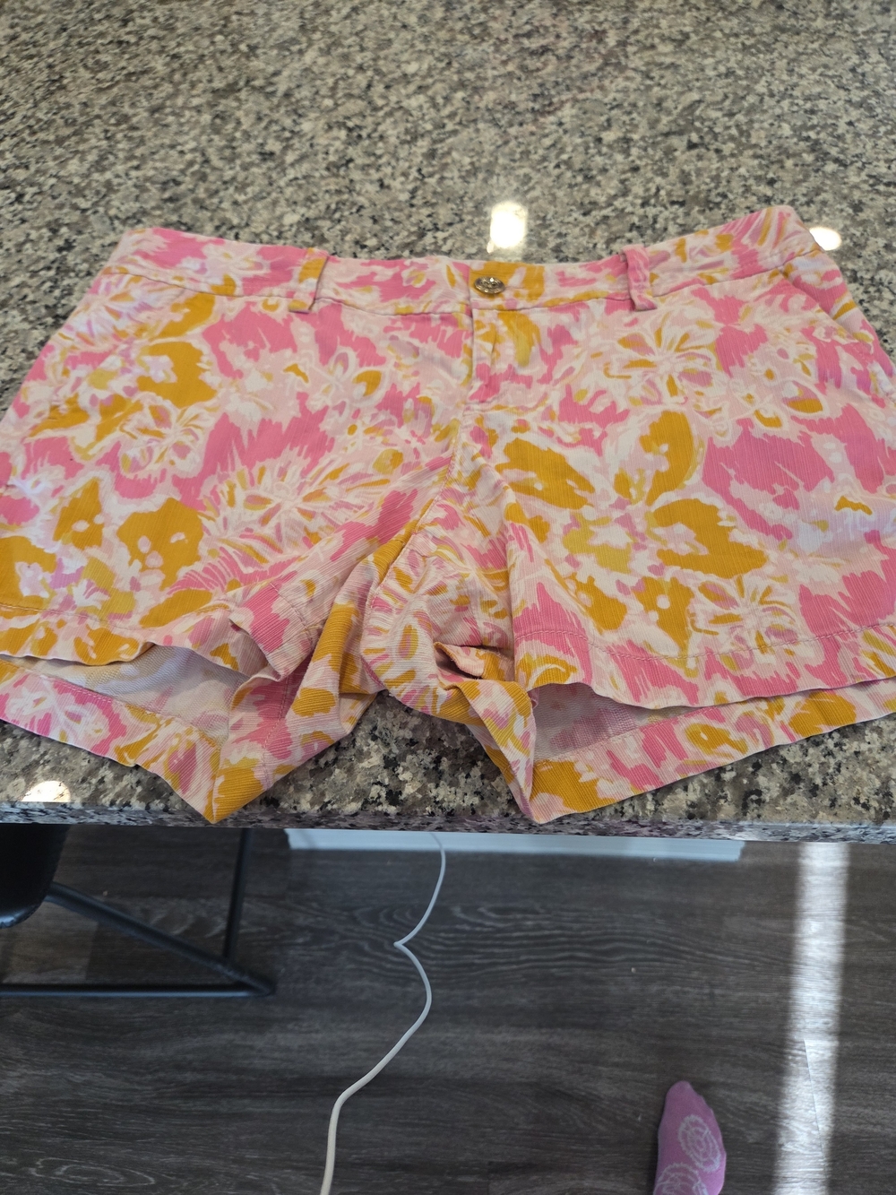 Lilly Pulitzer Pink & Yellow Floral Callahan Shorts; Size 14